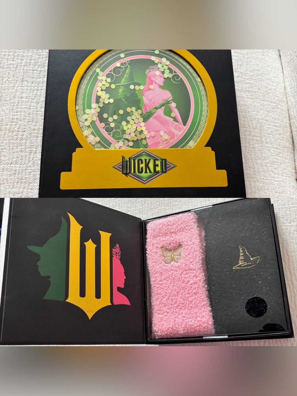 Wicked Musical Snow Globe & Pink Fuzzy Socks Set Women shoe size 4-10